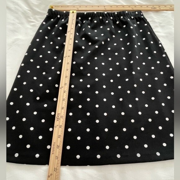 Talbots Black White Skirt Pull On Elastic Waist PolkaDot A-Line Size Small - Picture 3 of 6